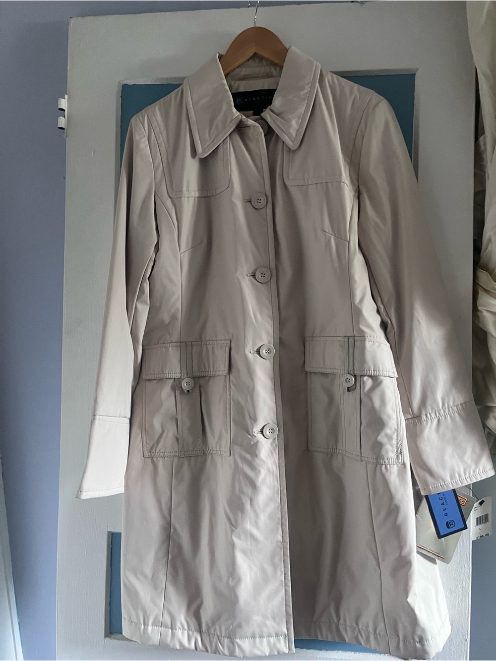 Classic Women's Cream Trench Coat - Kenneth Cole Reaction NWT size L